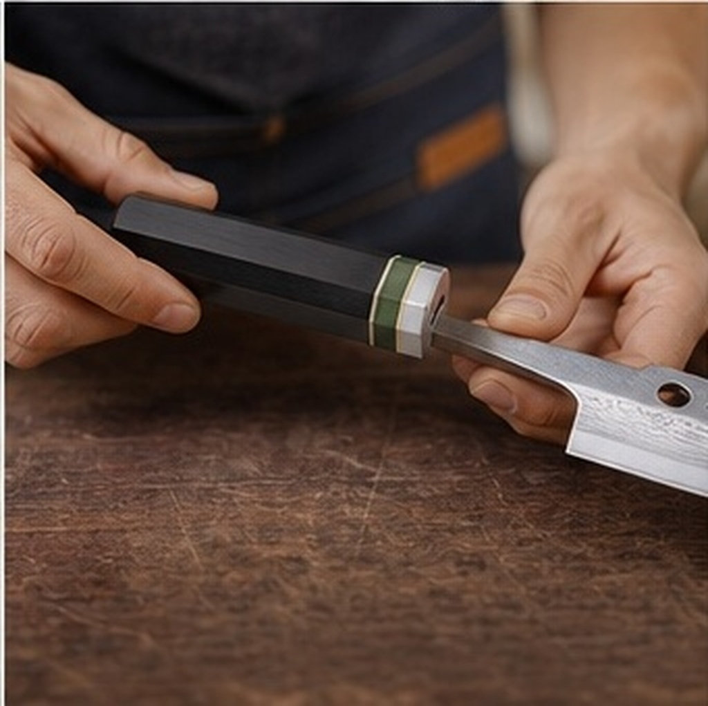 Japanese Knife - Sekizgen Şekilli, Abanoz Ağacından Yapılmış Mutfak