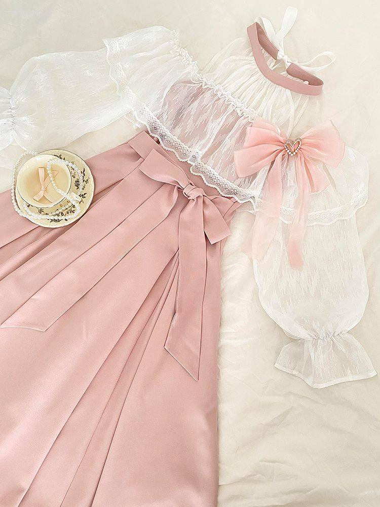 Japanese Tea - Japon Klasik Lolita Omuzları Açık Pembe