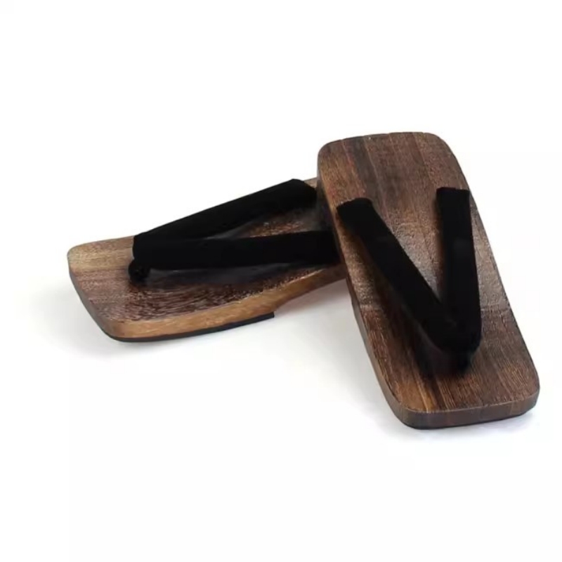 Geta Wooden Sandal - Erkek Kömür Rengi Cosplay Ahşap Yaz